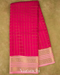 Rani Pink Pure Mysore Crepe Silk Saree