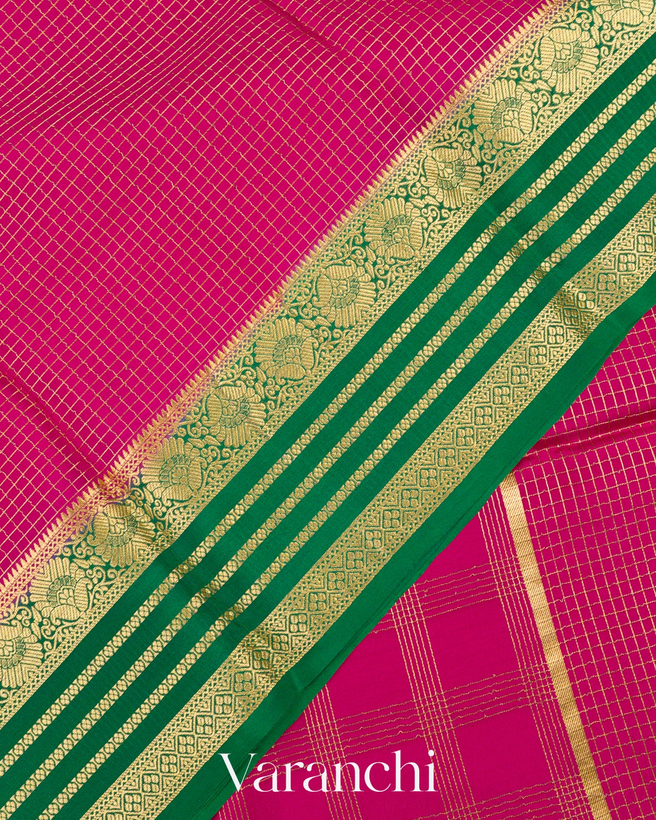 Rani Pink Pure Mysore Crepe Silk Saree