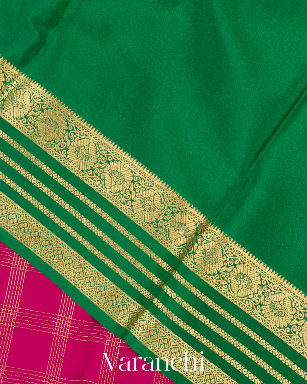 Rani Pink Pure Mysore Crepe Silk Saree