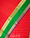 Bright Vermilion Red Pure Mysore Crepe Silk Saree