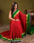 Bright Vermilion Red Pure Mysore Crepe Silk Saree