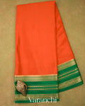 Rust Orange Pure Mysore Crepe Silk Saree