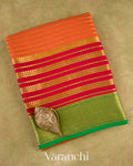 Soft Coral Orange Pure Mysore Crepe Silk Saree