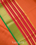 Soft Coral Orange Pure Mysore Crepe Silk Saree