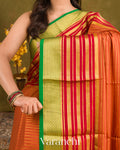 Soft Coral Orange Pure Mysore Crepe Silk Saree