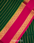 Bottle Green Pure Mysore Crepe Silk Saree