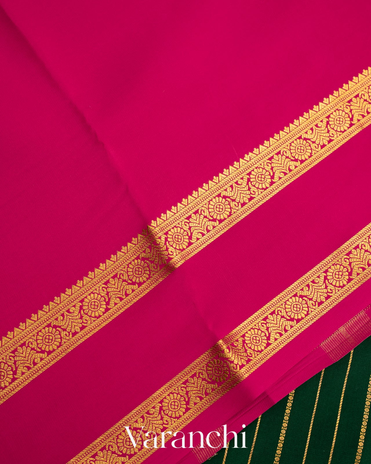 Bottle Green Pure Mysore Crepe Silk Saree
