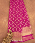 Maharani Pink Brocade Pure Mysore Crepe Silk Saree
