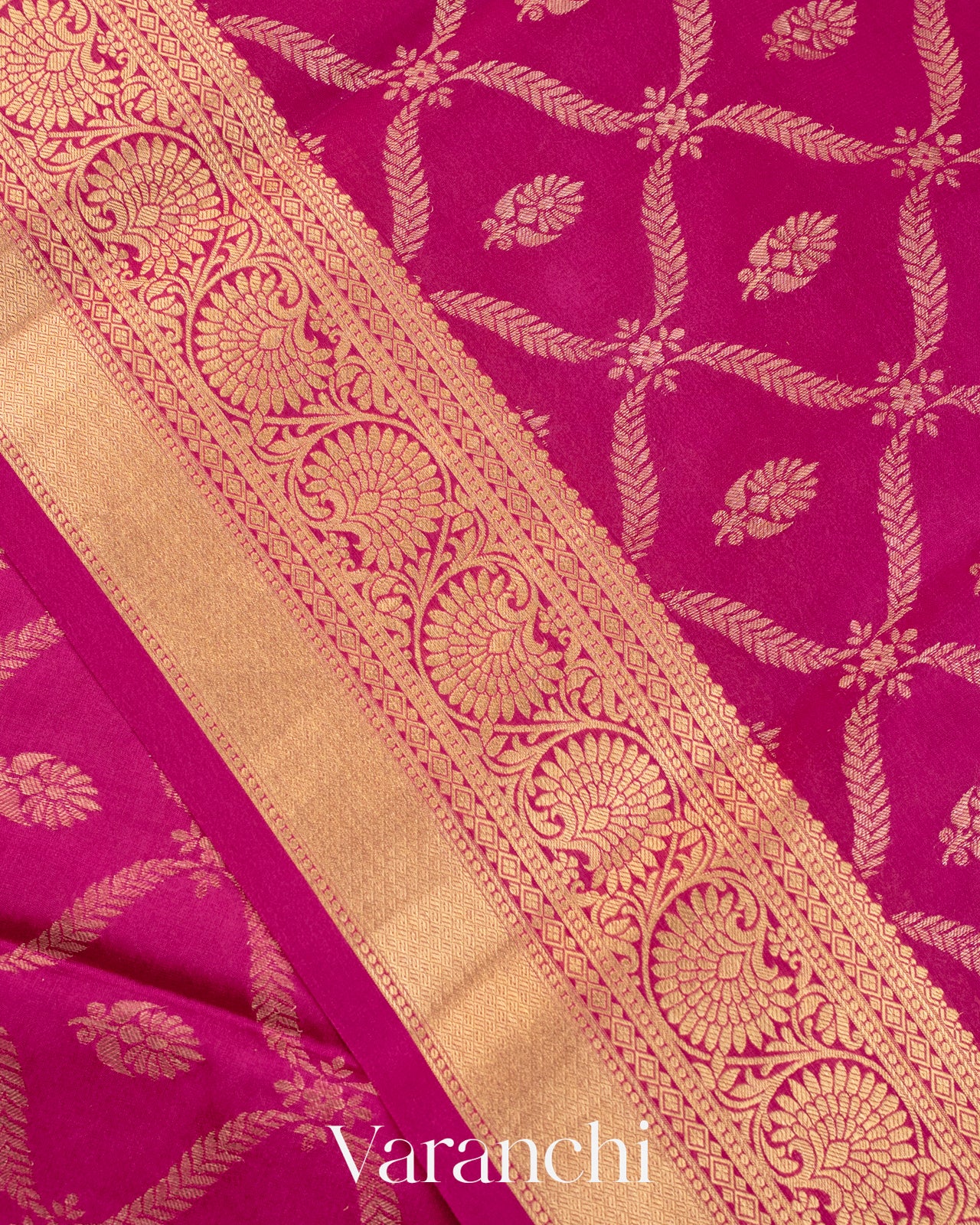 Maharani Pink Brocade Pure Mysore Crepe Silk Saree