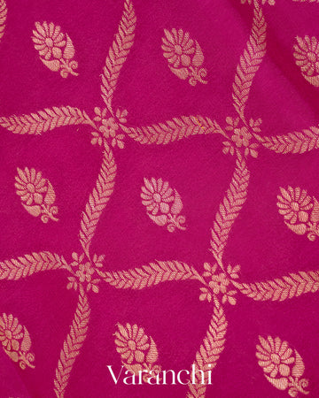Maharani Pink Brocade Pure Mysore Crepe Silk Saree