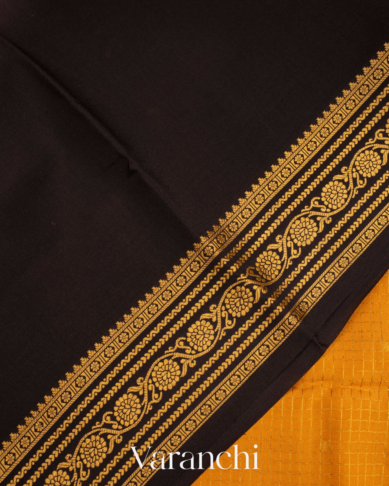 Mustard Yellow Pure Mysore Crepe Silk Saree