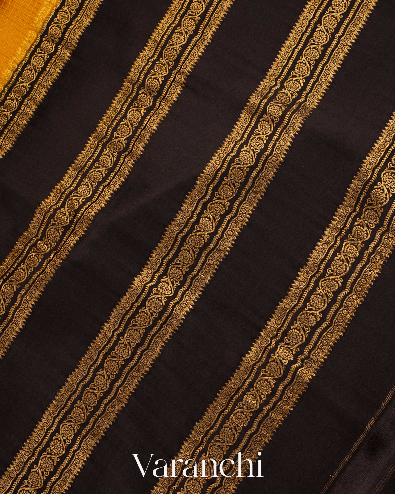 Mustard Yellow Pure Mysore Crepe Silk Saree
