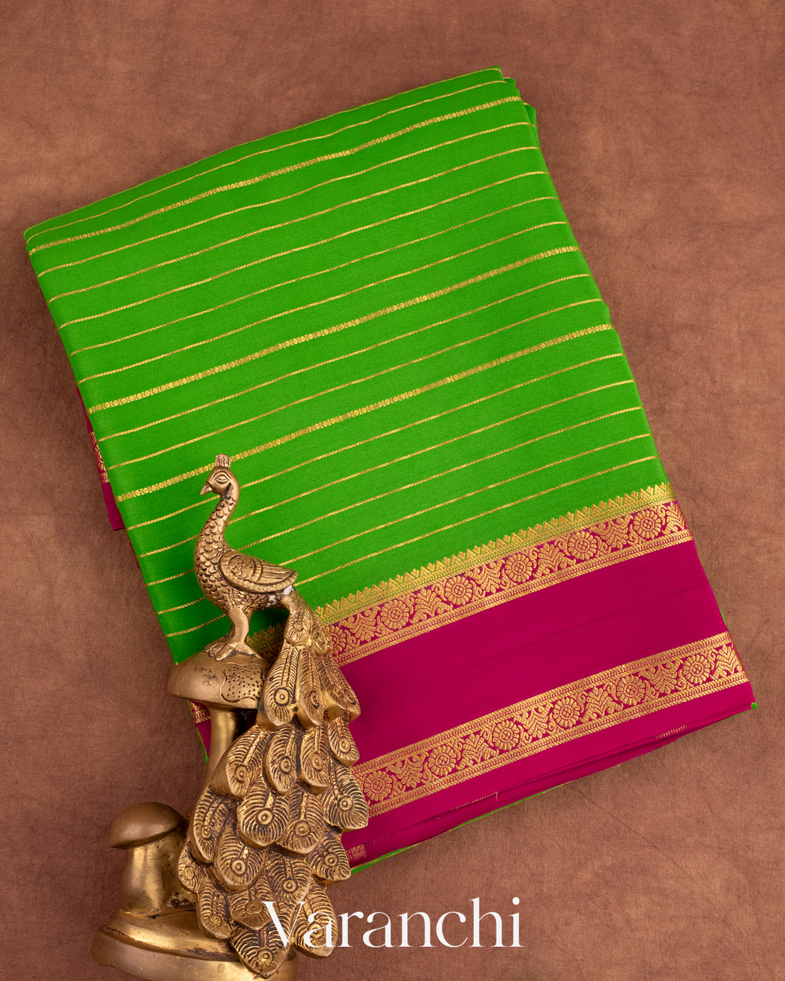 Parrot Green Pure Mysore Silk Saree