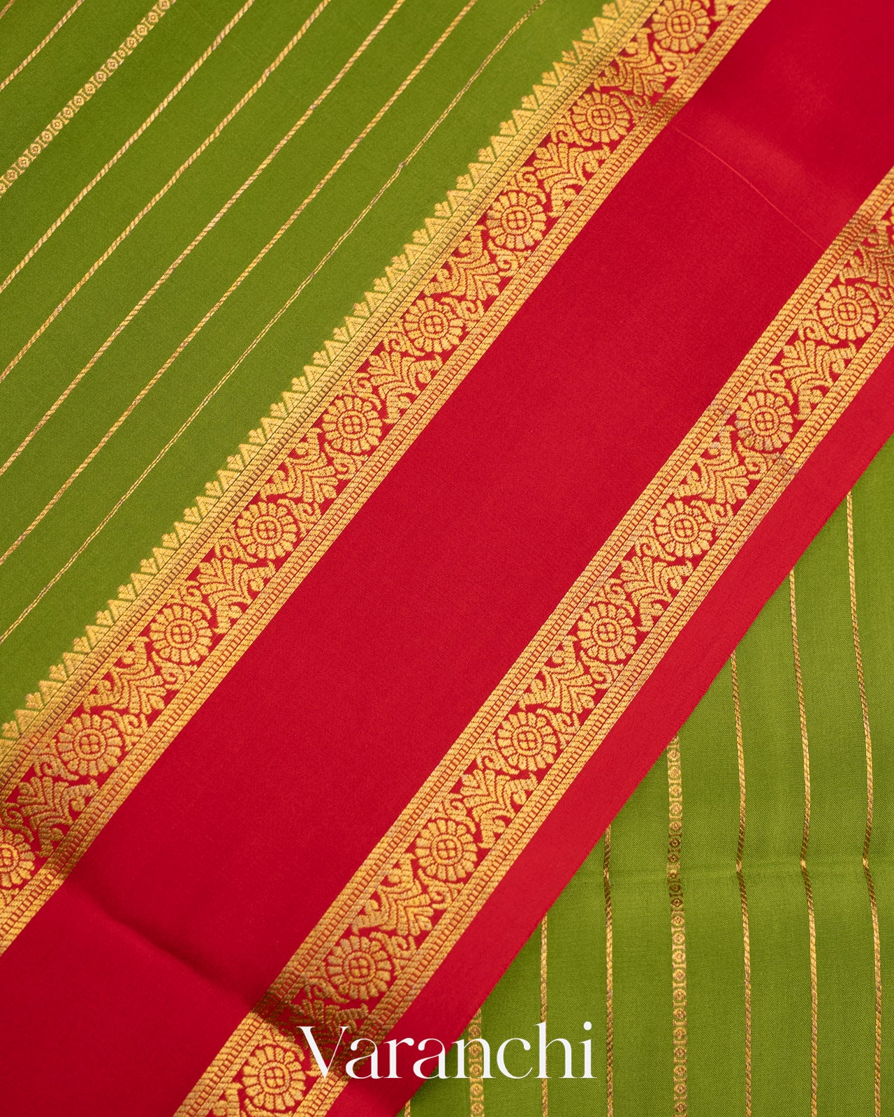 Mehandi Green Pure Mysore Crepe Silk Saree