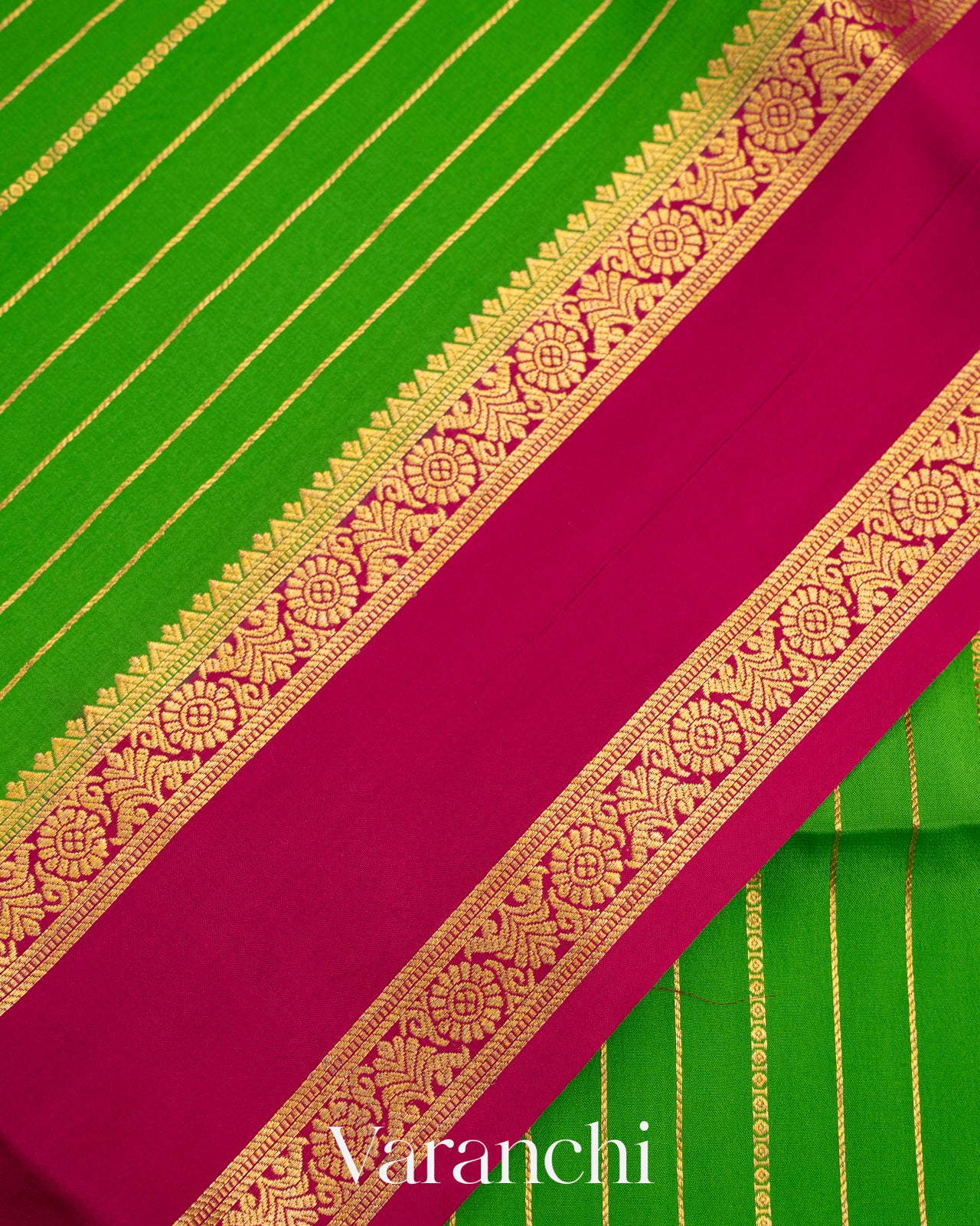 Parrot Green Pure Mysore Silk Saree