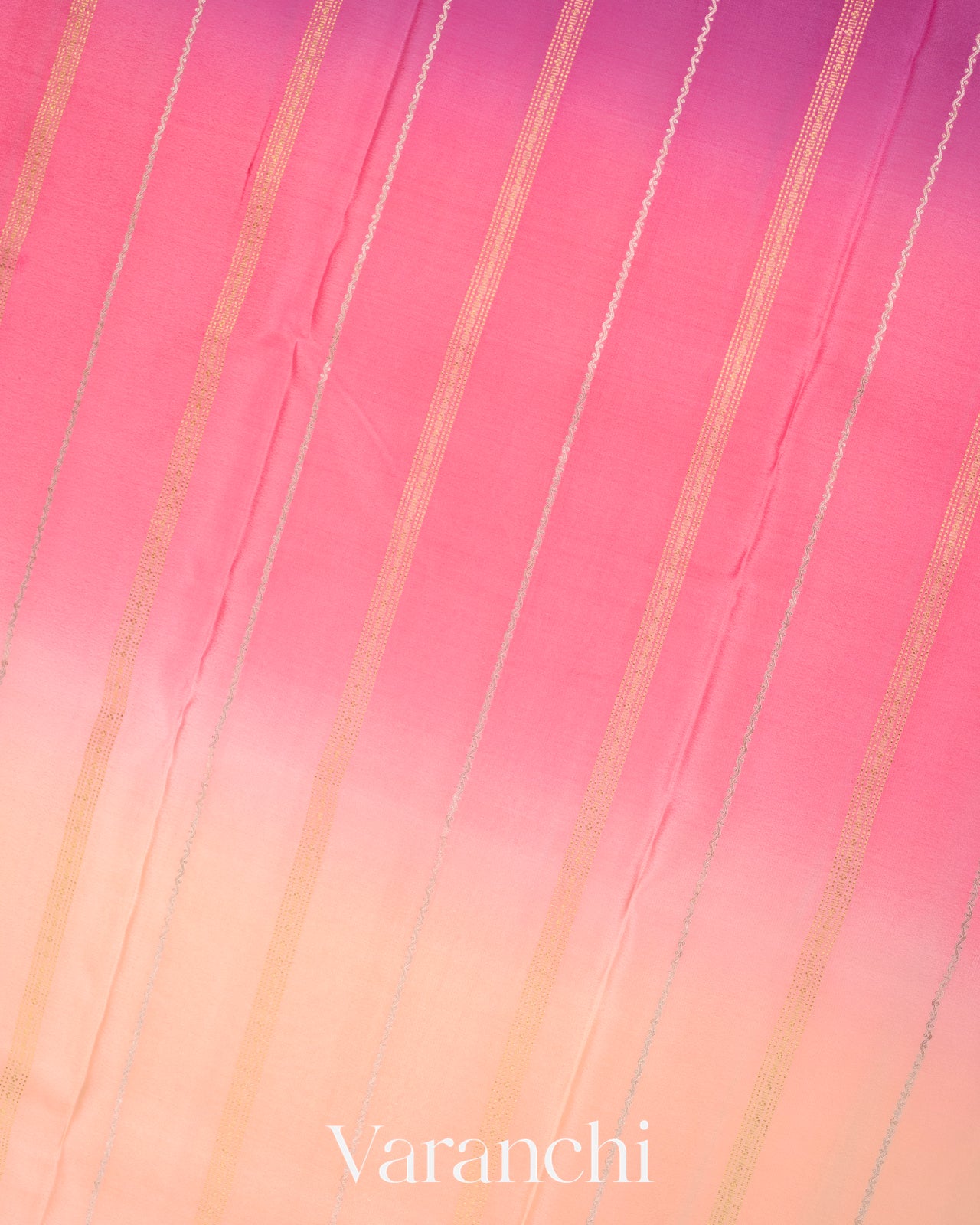 Shades of Mauve and Peach Ombre-Dyed Pure Mysore Crepe Silk Saree
