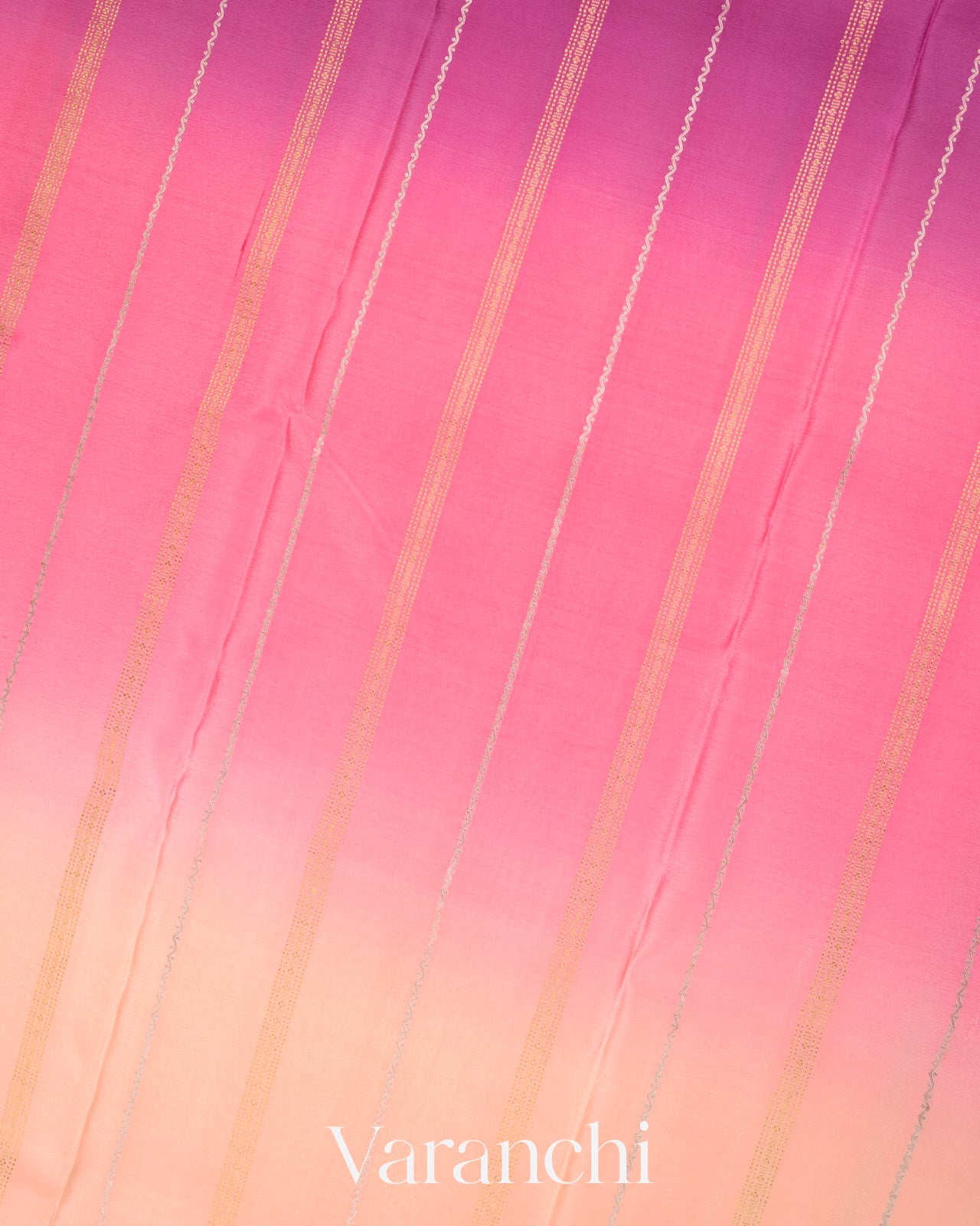 Shades of Mauve and Peach Ombre-Dyed Pure Mysore Crepe Silk Saree
