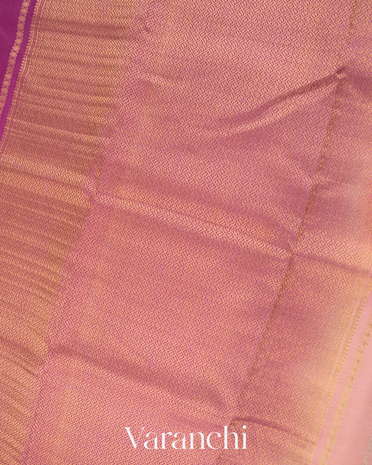 Shades of Mauve and Peach Ombre-Dyed Pure Mysore Crepe Silk Saree