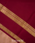 Dusty Peach Pure Mysore Crepe Silk Saree
