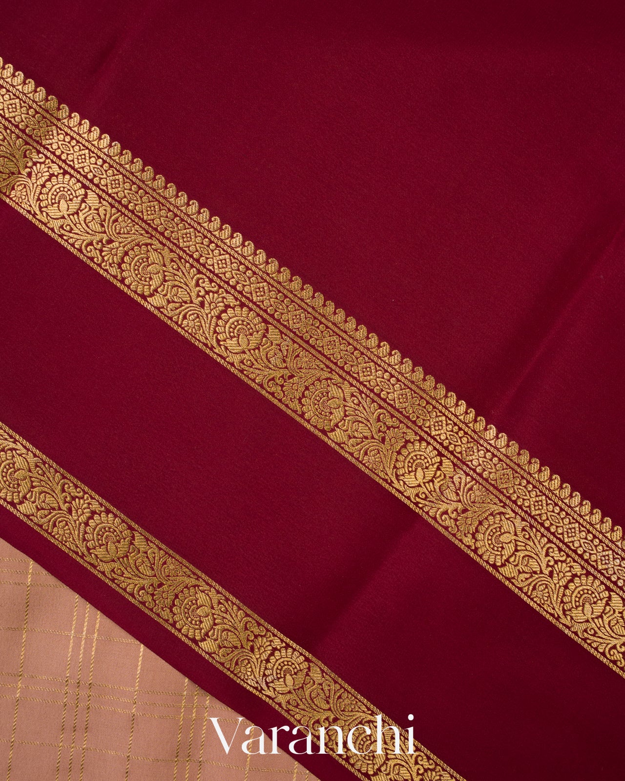 Dusty Peach Pure Mysore Crepe Silk Saree