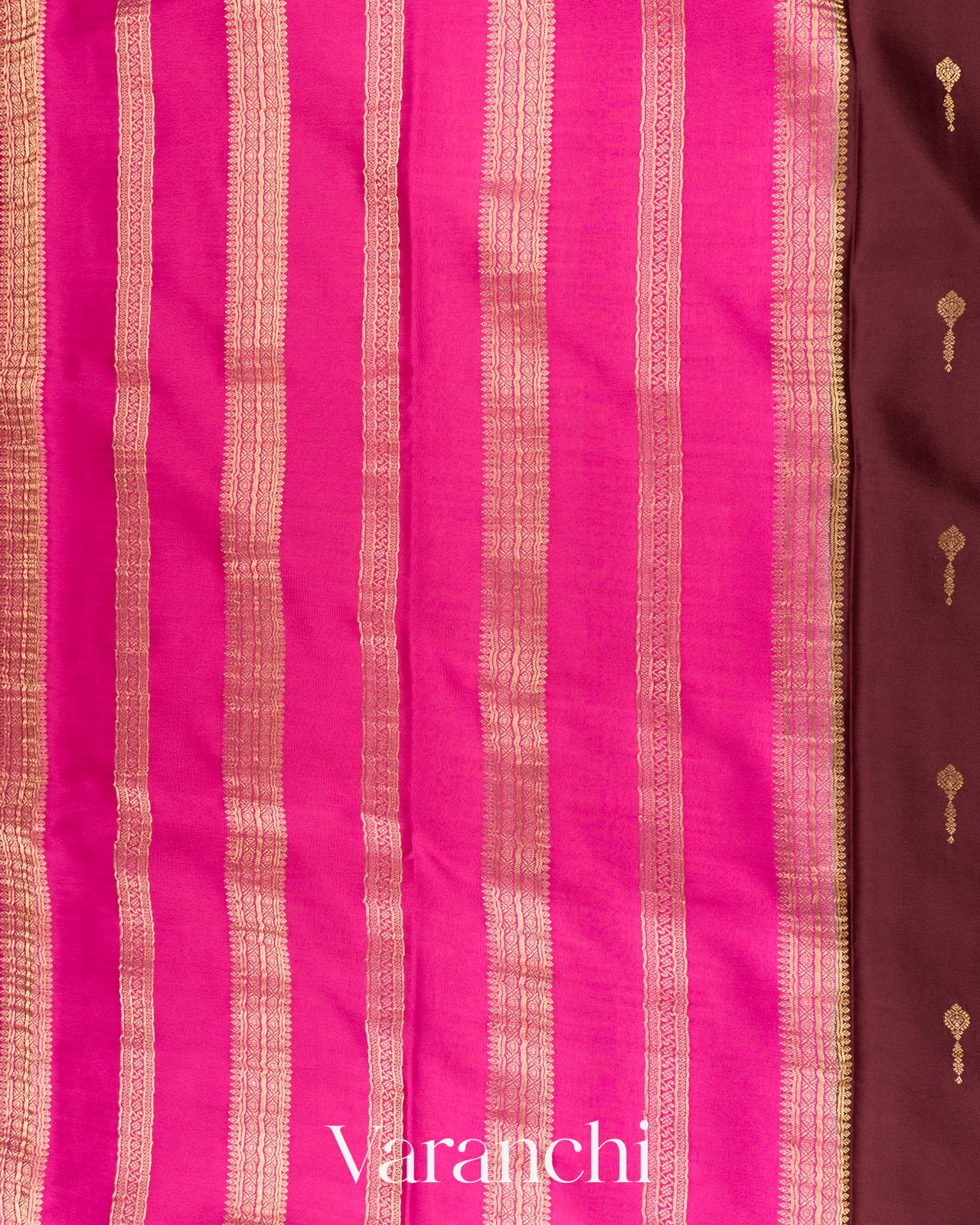 Chocolate Brown Pure Mysore Crepe Silk Saree