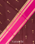 Chocolate Brown Pure Mysore Crepe Silk Saree