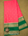 Gajari Pink Pure Mysore Crepe Silk Saree