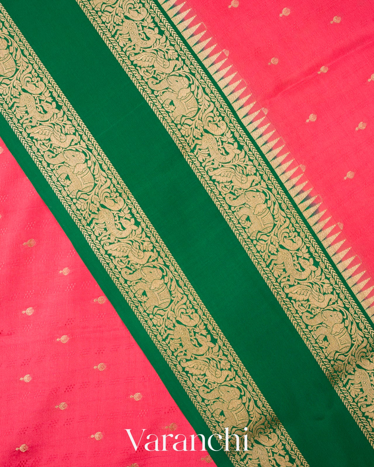 Gajari Pink Pure Mysore Crepe Silk Saree