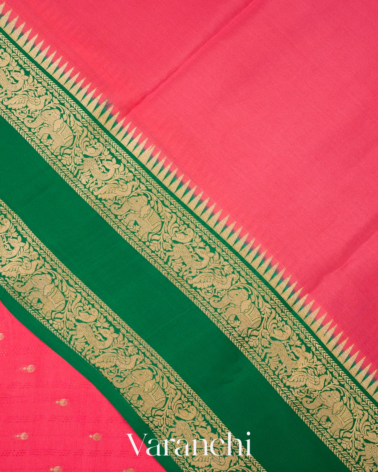 Gajari Pink Pure Mysore Crepe Silk Saree