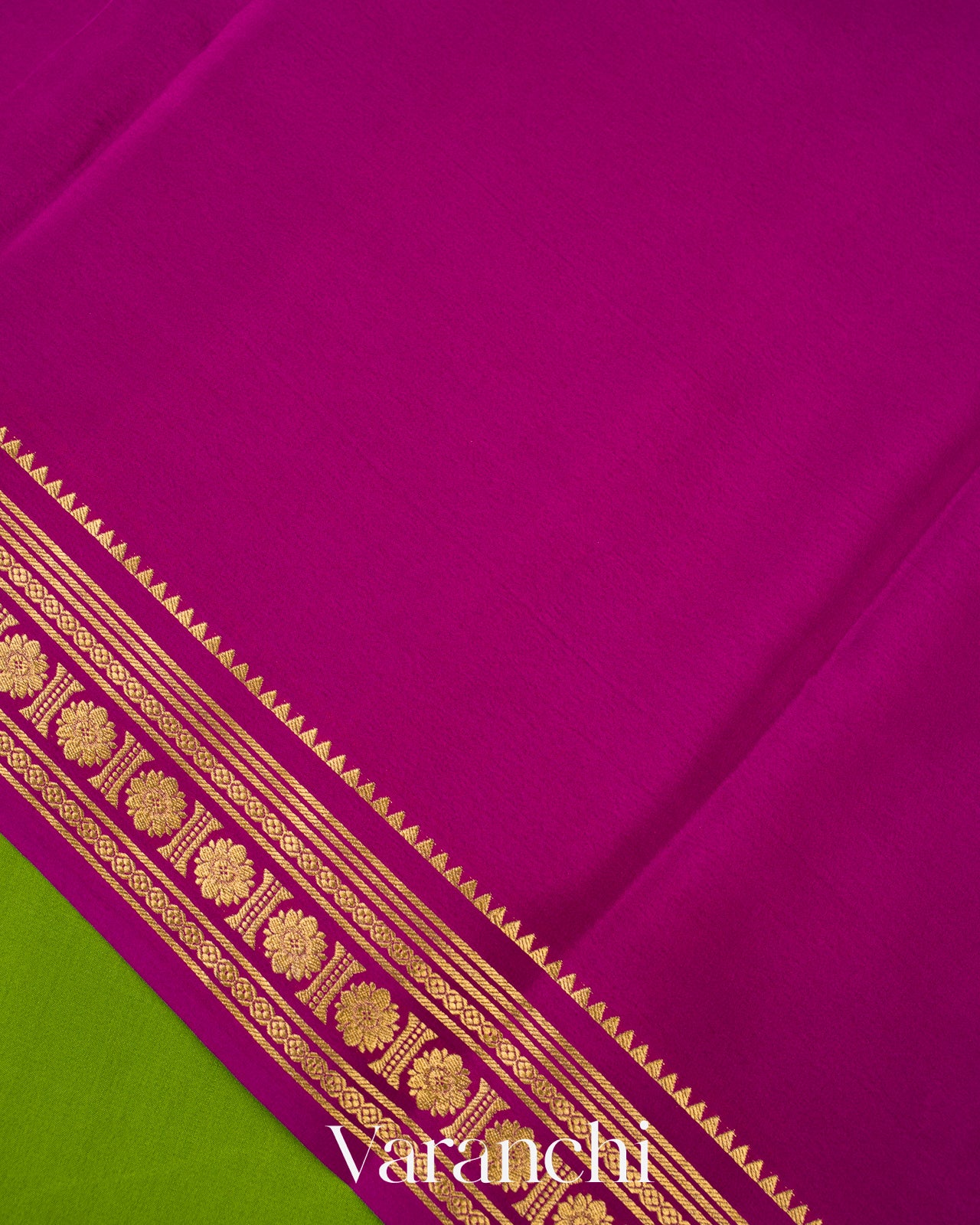 Parrot Green Pure Mysore Crepe Silk Saree