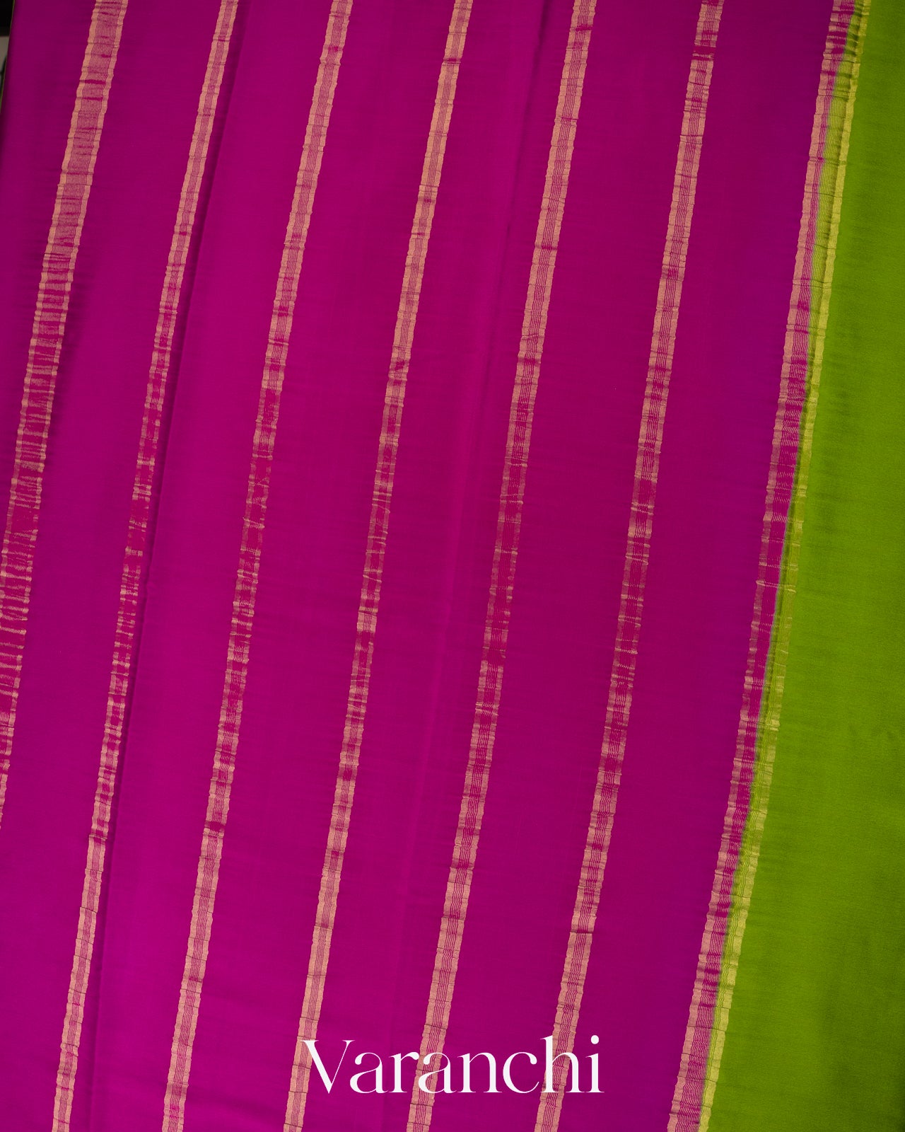 Parrot Green Pure Mysore Crepe Silk Saree