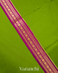 Parrot Green Pure Mysore Crepe Silk Saree