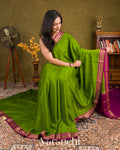 Parrot Green Pure Mysore Crepe Silk Saree