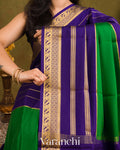 Emerald Green-Purple Pure Mysore Crepe Silk Saree