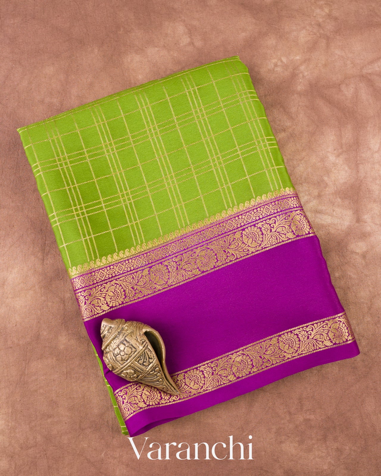 Apple Green Pure Mysore Crepe Silk Saree