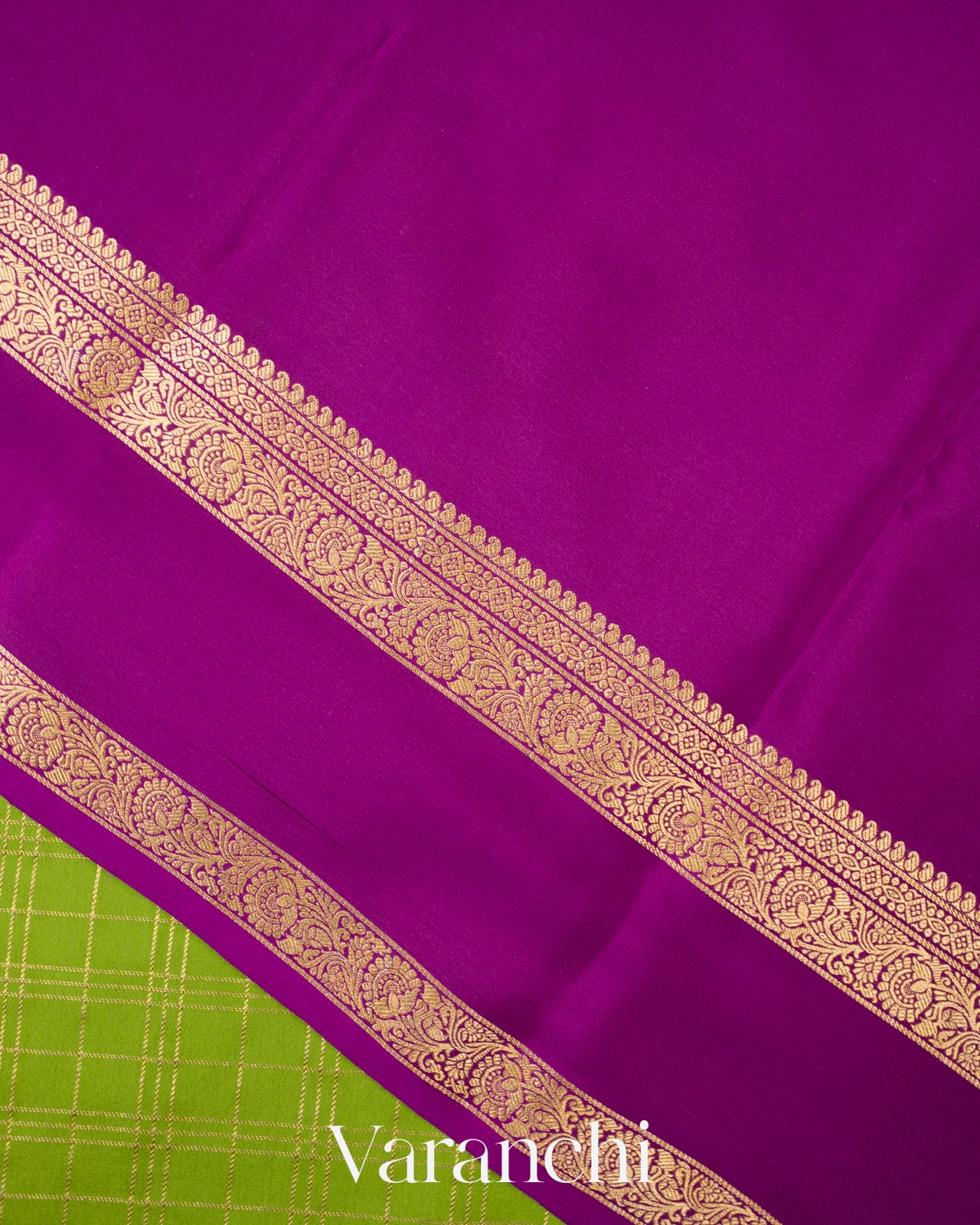 Apple Green Pure Mysore Crepe Silk Saree