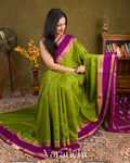 Apple Green Pure Mysore Crepe Silk Saree
