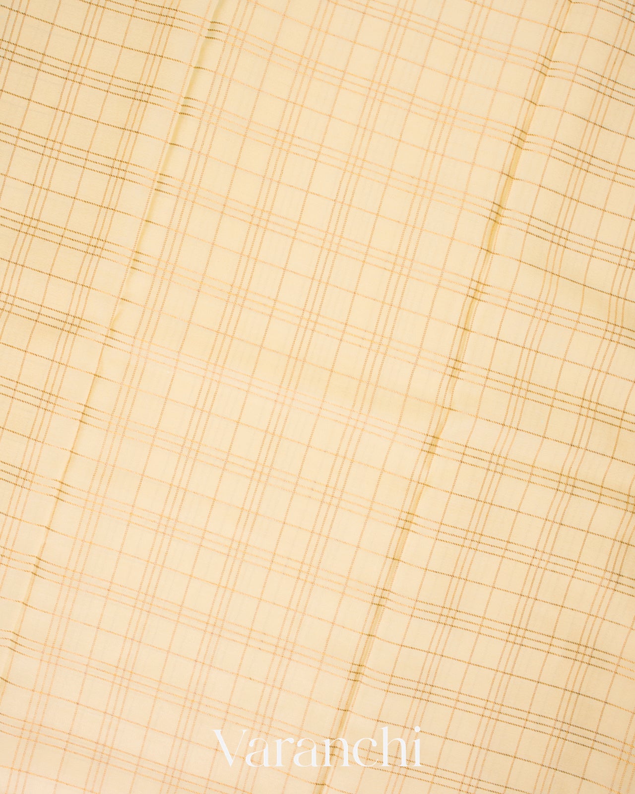 Soft Ivory Checkered Pure Mysore Crepe Silk Saree