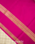 Soft Ivory Checkered Pure Mysore Crepe Silk Saree