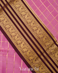Dusty Lavender Pink Checkered Pure Mysore Crepe Silk Saree