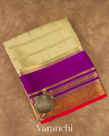 Lemon Green Pure Mysore Crepe Silk Saree