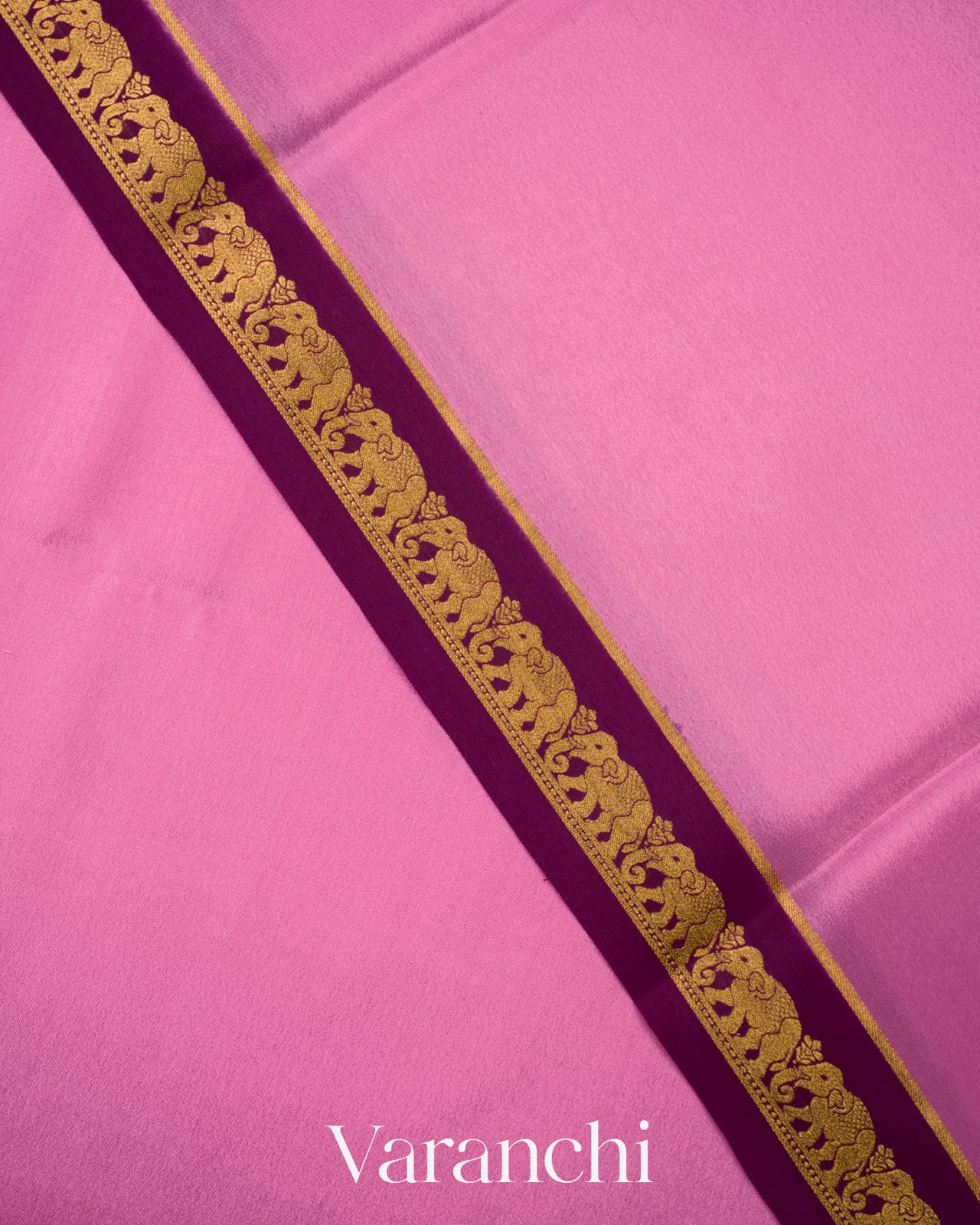 Fresh Rose Pink Pure Mysore Crepe Silk Saree 