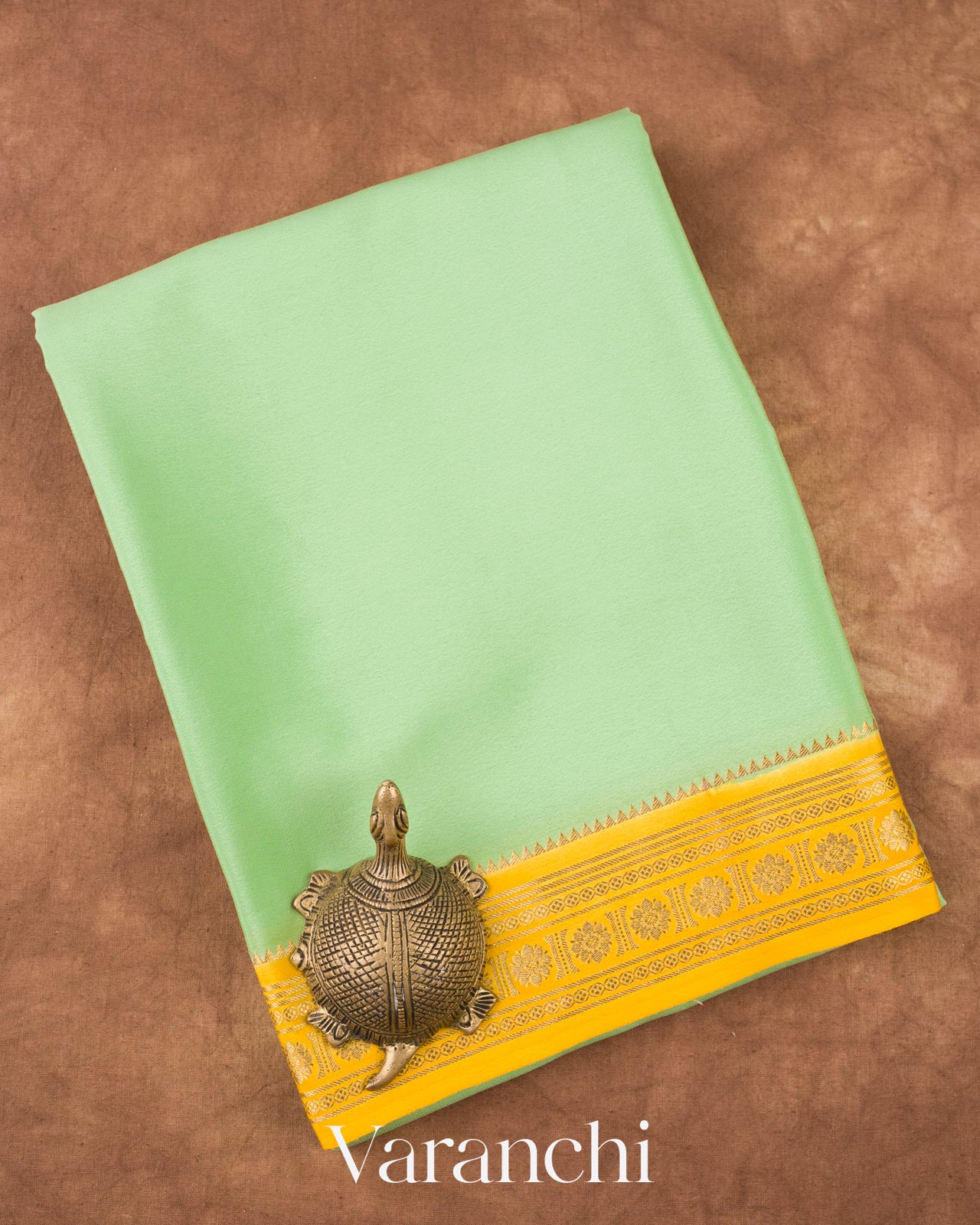 Sage Green Pure Mysore Crepe Silk Saree