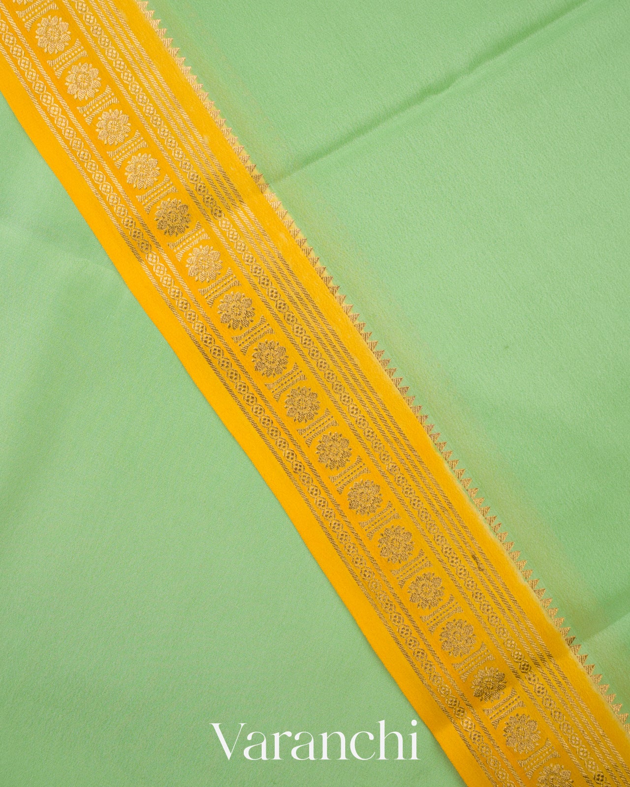 Sage Green Pure Mysore Crepe Silk Saree