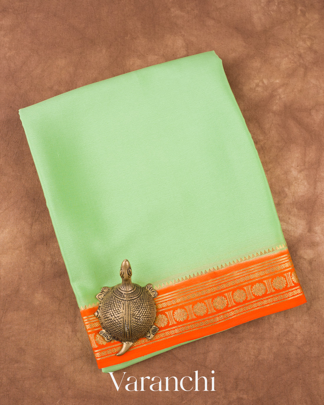 Mint-Sage Pure Mysore Crepe Silk Saree