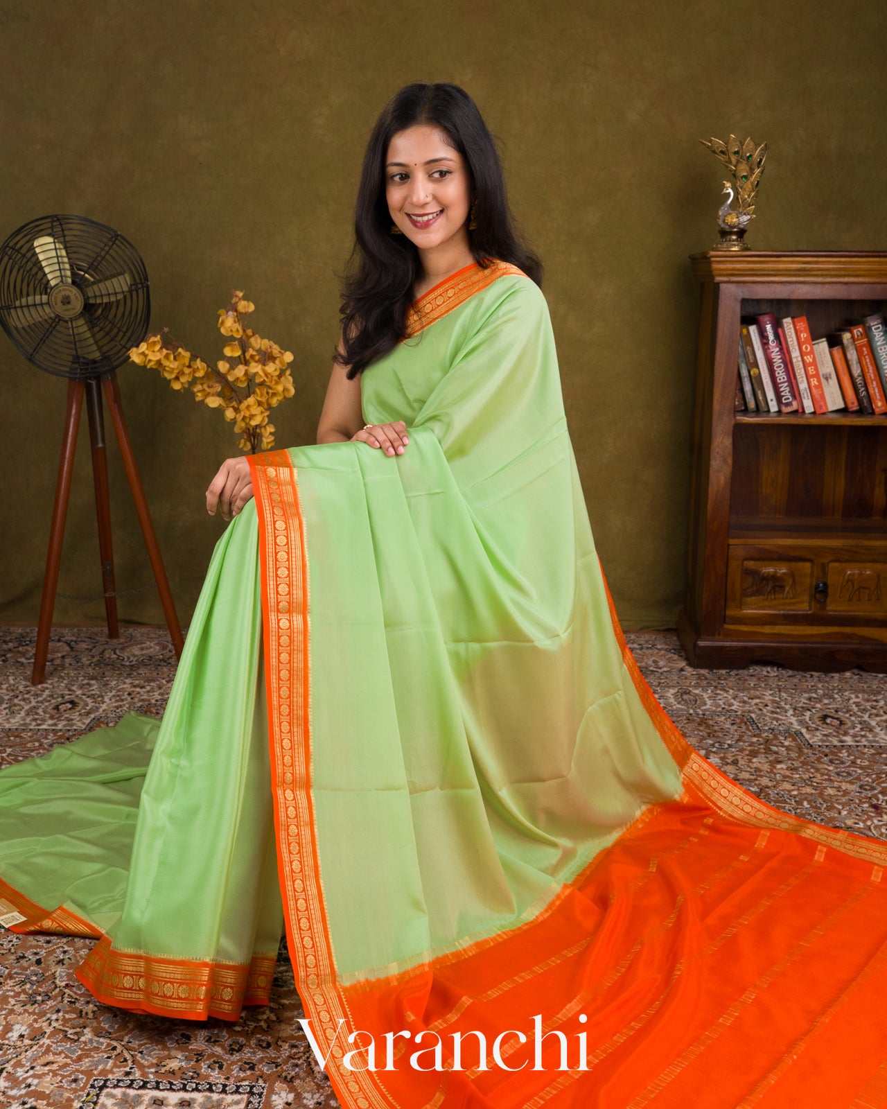 Mint-Sage Pure Mysore Crepe Silk Saree