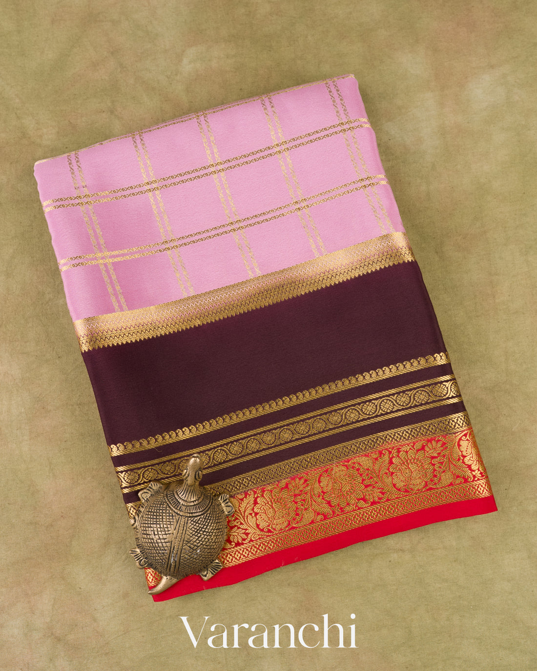 Lilac Pink Pure Mysore Crepe Silk Saree 