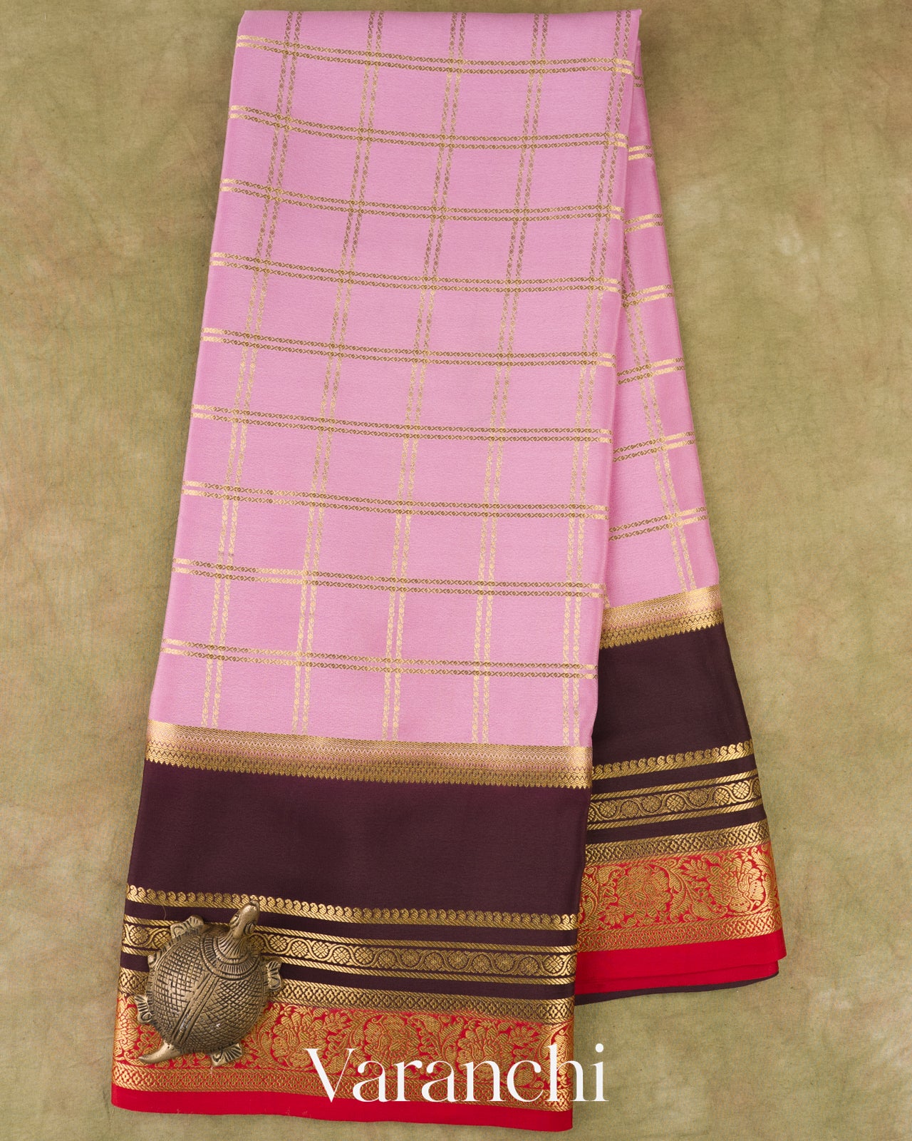 Lilac Pink Pure Mysore Crepe Silk Saree 