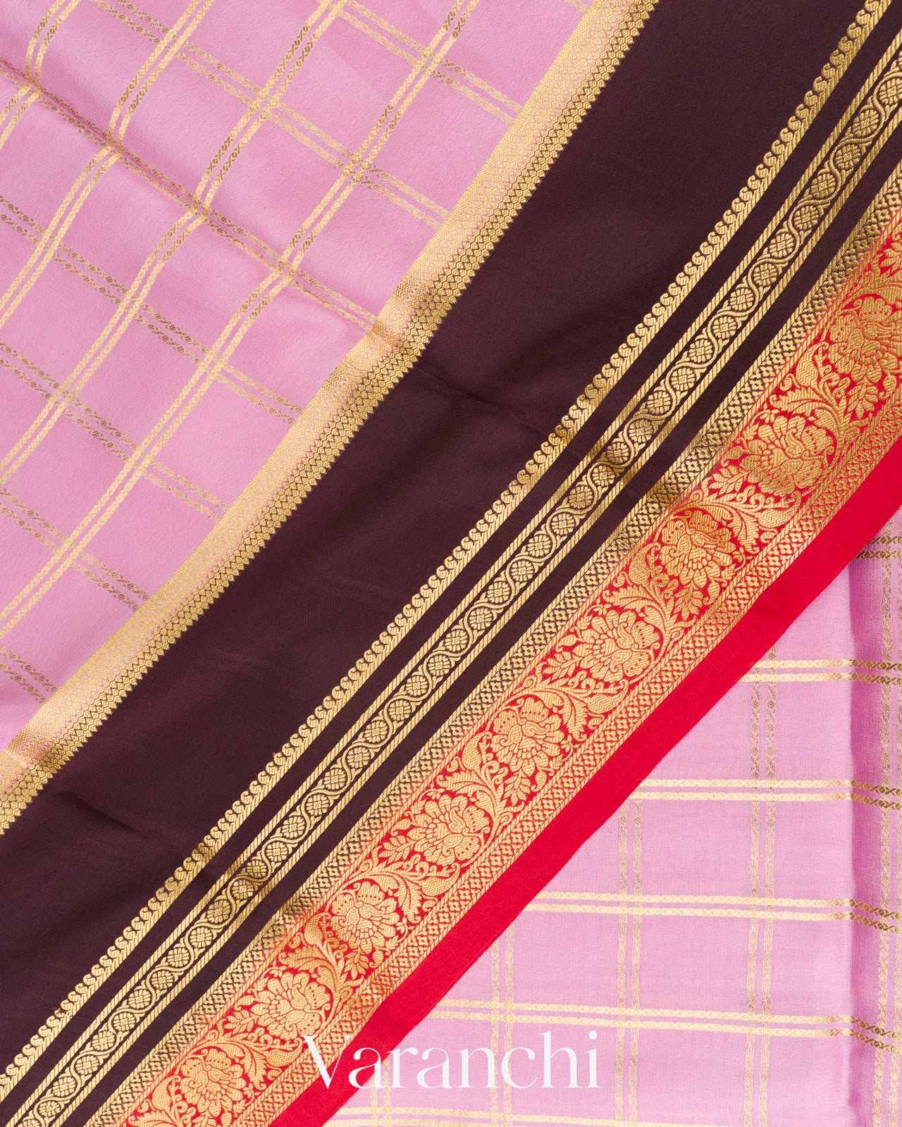 Lilac Pink Pure Mysore Crepe Silk Saree 