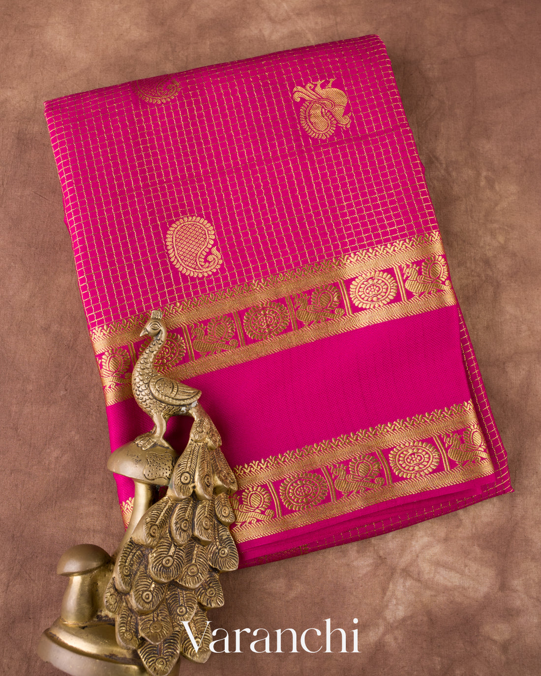 Rich Magenta Pink Pure Mysore Crepe Silk Saree